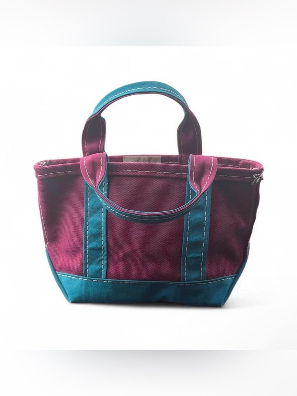 LL BEAN vintage canvas tote mini 1980s tote magenta and teal